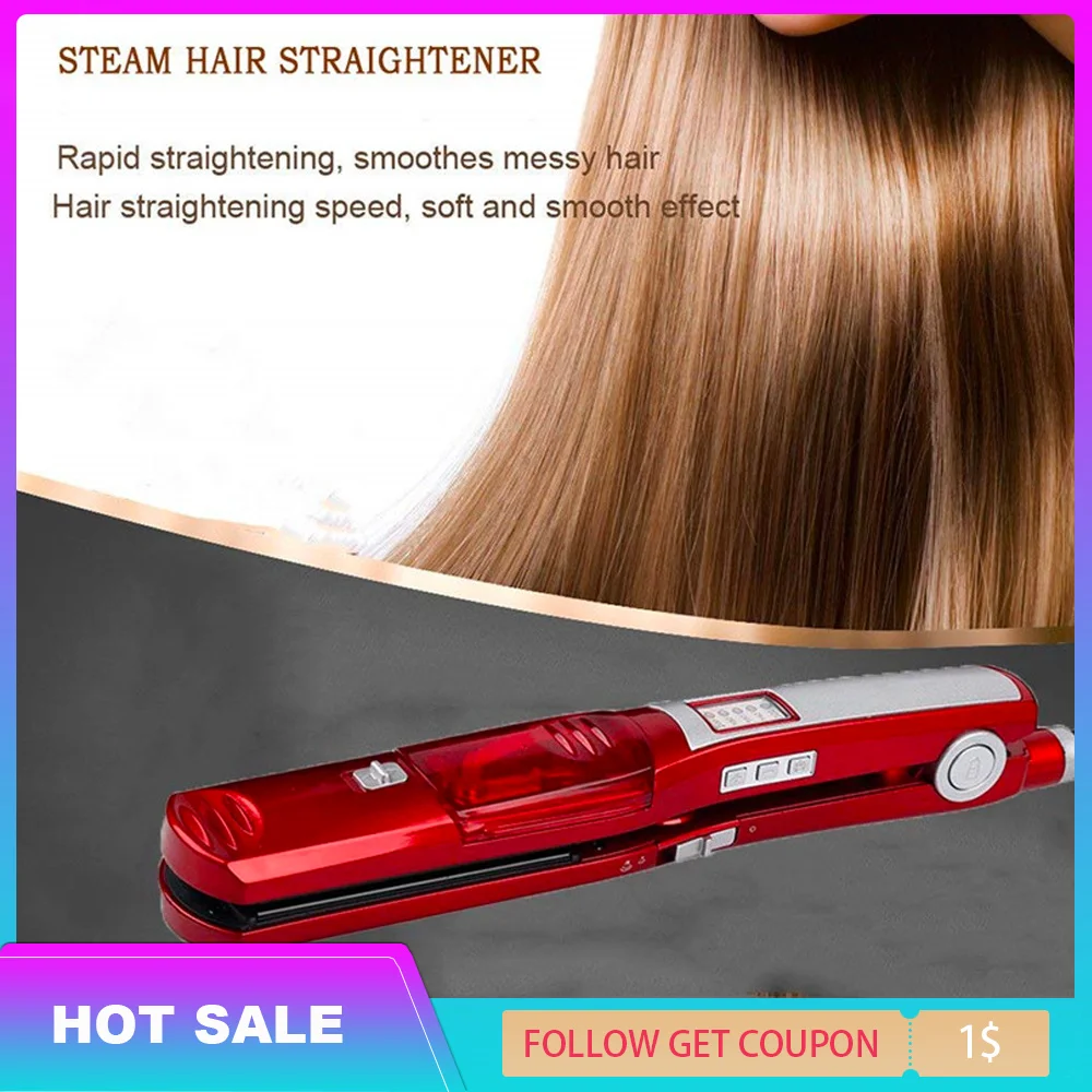 Steam Hair Straightener Electric Flat Iron Ceramic Straightener Hair Styling Tools Straightening Plate Wafer Temperature