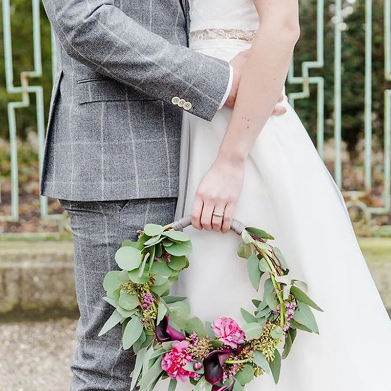 Золотистый металлический Свадебный венок 15-40 см гирлянда искусственные цветы