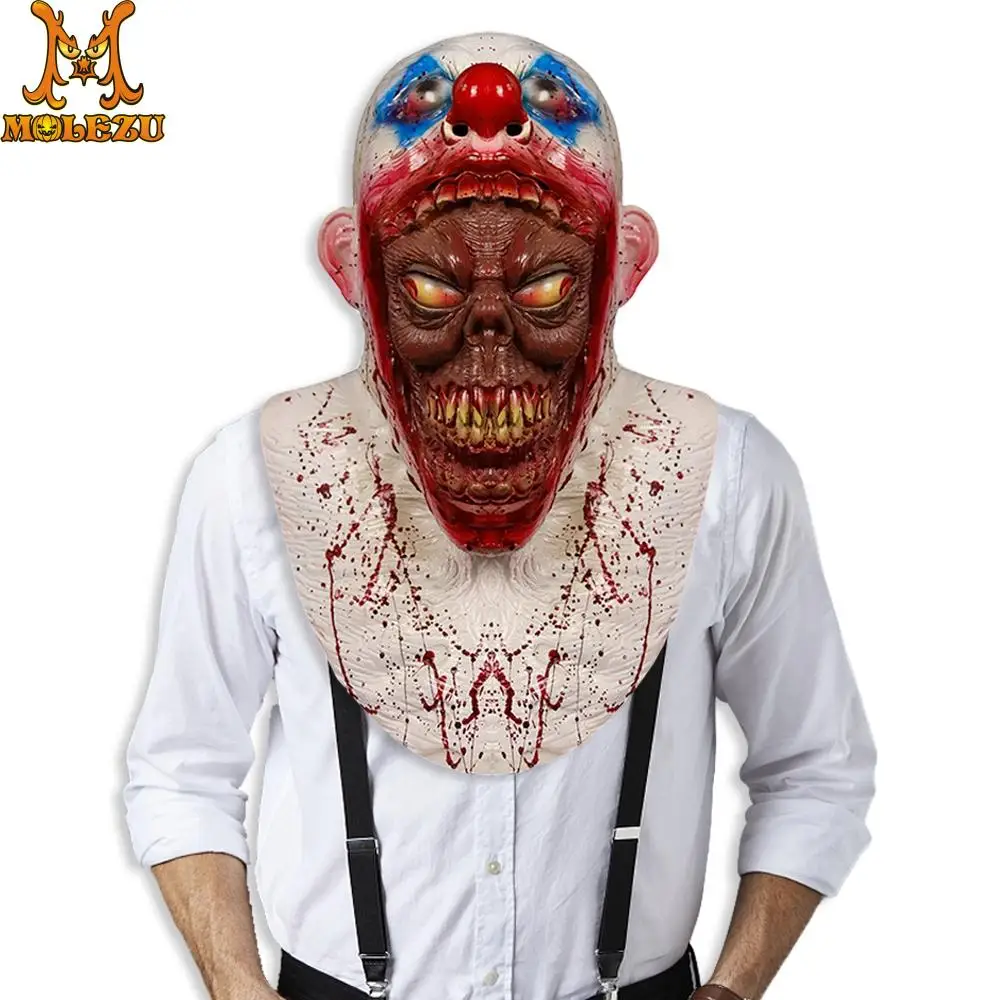 

Molezu Halloween Horror Clown Latex Mask Open Mouth Clown Scary Mask For Halloween Cosplay Theme Carnival Mask