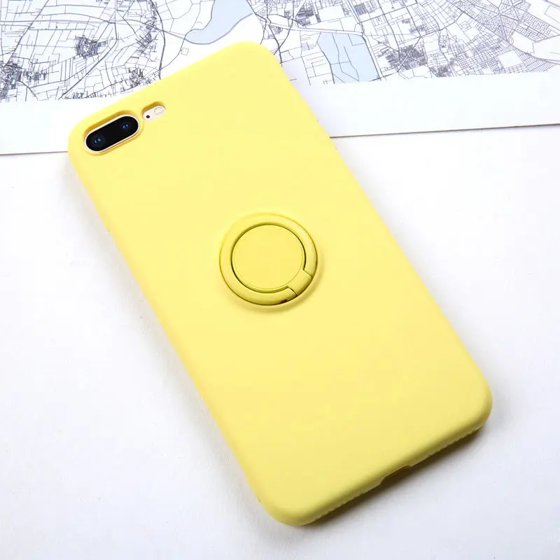 Yellow Мягкий силиконовый чехол для iPhone XR 11 Pro 6S XS Max XS X R 7 8 6 кольцо держатель подставка противоударный силиконовый чехол для iPhone iPhone11 - Цвет: Yellow