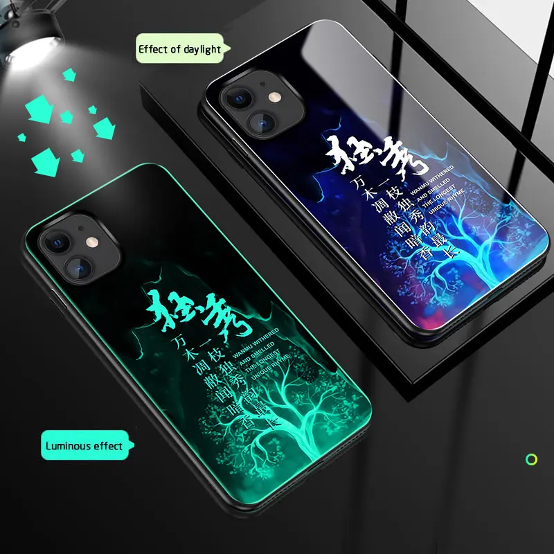 Бабочка оборотень чехол в виде светящегося стекла для iphone 11 Pro 6 7 8 Plus Роскошная стеклянная задняя крышка для iphone X XS MAX XR чехол для телефона s - Цвет: 08