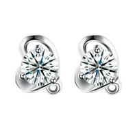 zemior romantic heart shape women earrings 925 sterling silver shining cubic zirconia small stud earring anniversary jewelry