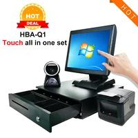 80mm thermal receipt printer pos system with single screen cash register all in one pos machine barcode scanner cash drawer