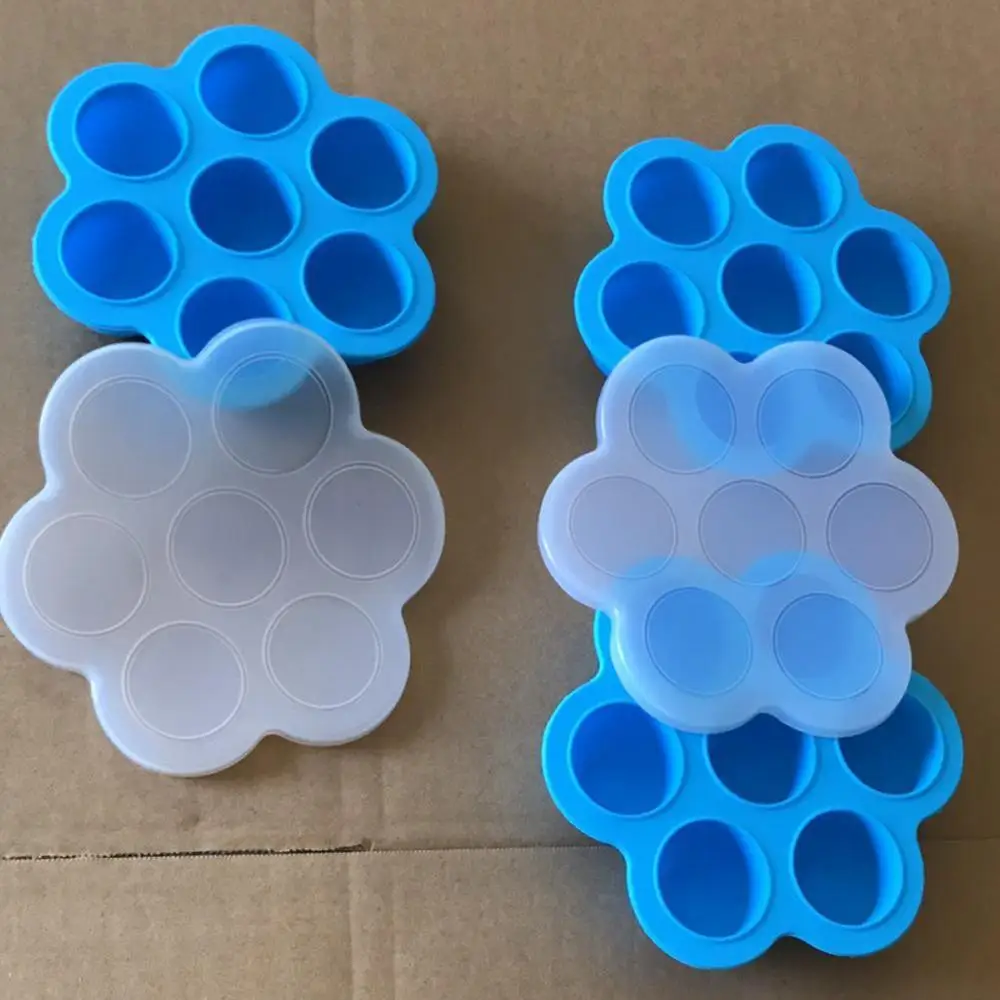 7-отверстия кубика льда силикона с крышкой силиконовые детские Еда дополнение Box