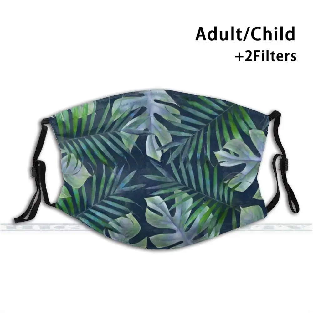 

Night Tropical Leaves Dustproof Non - Disposable Mouth Face Mask Pm2.5 Filters For Child Adult Rainforest Plant Pattern Nature
