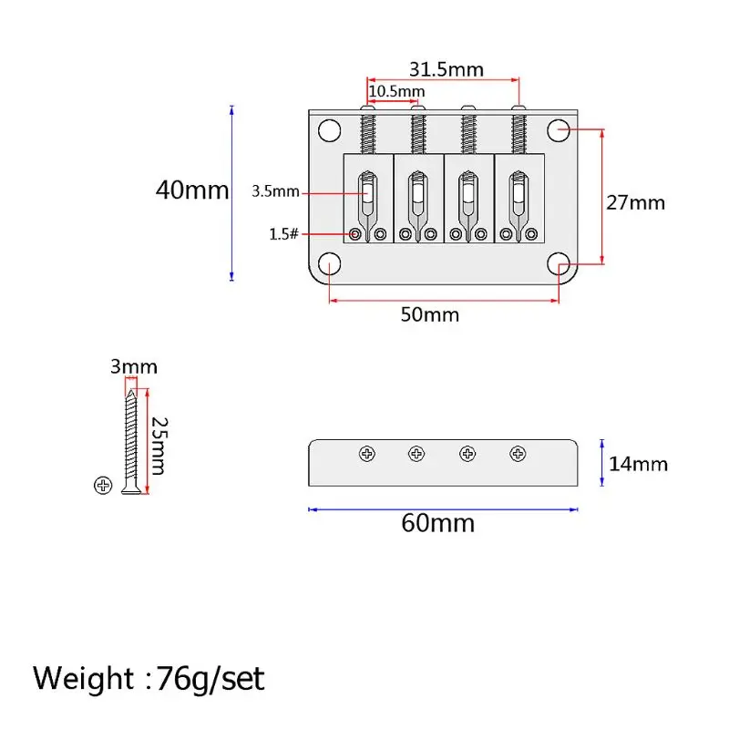4 строки Винтаж мост беспроводного доступа в Интернет для коробка сигар гитары
