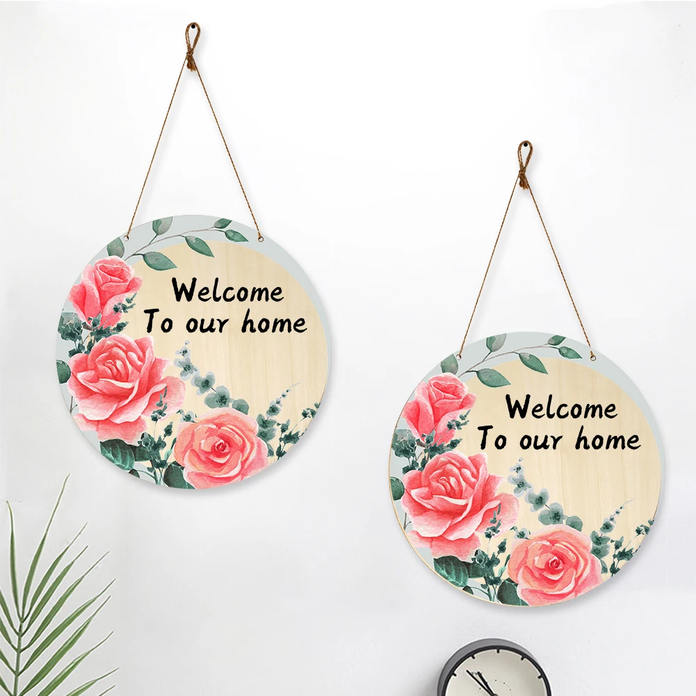 

Home Hanging Decor Round Wooden Wall Window Ornaments Pendant Door Sign Bar Restaurant Coffee Shop Art Decoration Accessories
