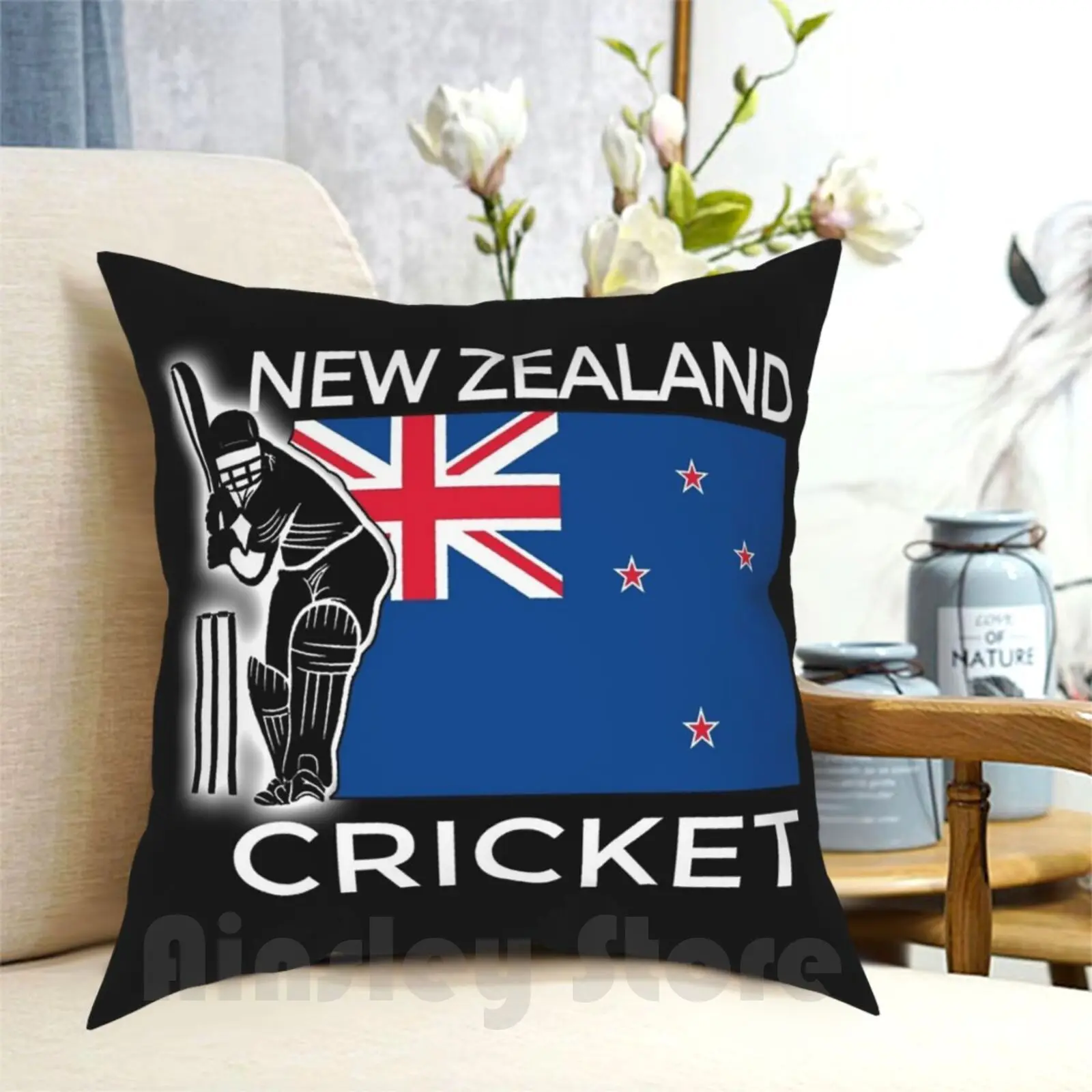 

New Zealand Cricket Pillow Case Printed Home Soft DIY Pillow cover Cricket Bowler Batsman Icc Cricketer Cricket Club Flag