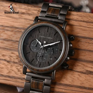 BOBO BIRD Wood Men Watch Relogio Masculino Top Brand Luxury Stylish Chronograph Military Watches Tim