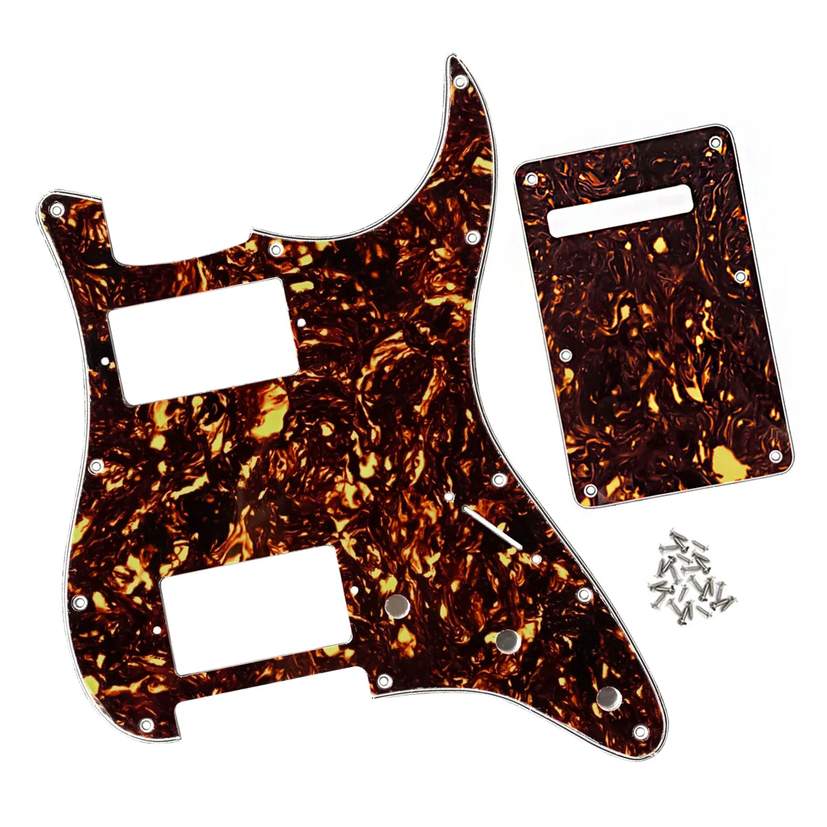 NEW Brown Tortoise 11 Hole HH Guitar Pickguard Scratch Plate &amp Tremolo Spring Cover Back Screws for ST Parts | Спорт и