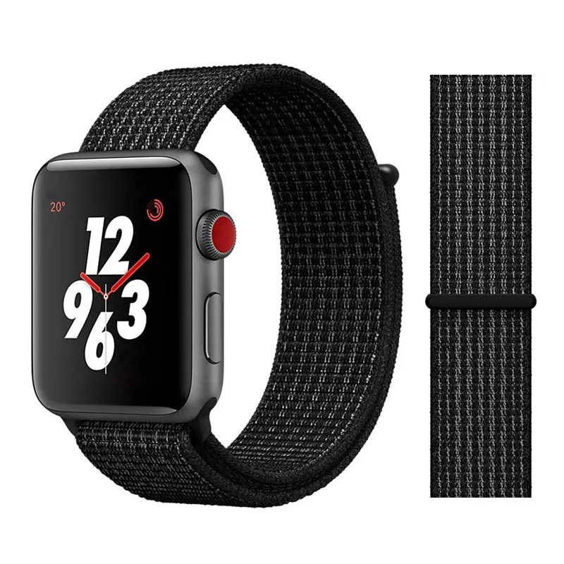 Black White Нейлоновый спортивный бесшовный мягкий для наручных часов iwatch серии 4/5/3/2/1 дышащий замена ремешок для наручных часов Apple Watch 38 мм/40 мм/42 мм/44 мм - Цвет ремешка: Black White