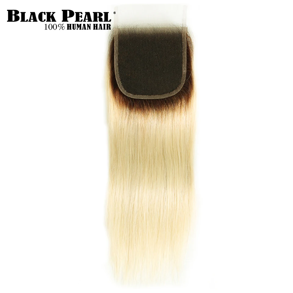 От Black Pearl, эффектом деграде(переход от темного к пряди с закрытием перуанский прямые волосы 613 Мёд светлые пряди с закрытием Remy 613 пряди для наращивания волос