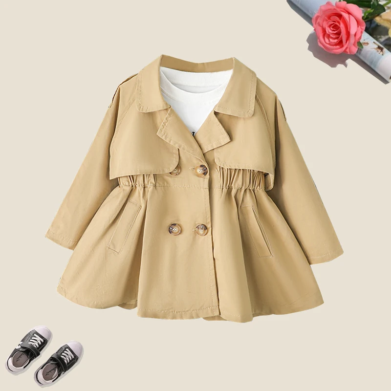 

2021 Spring & Autumn Children Windbreaker for Girls Baby Kids Solid Coats for Teenagers 18M-8 Years Baby Girls Outerwear