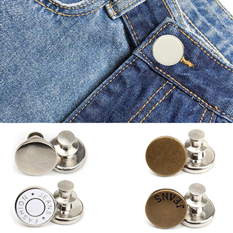 

1pc Adjustable Pants Buttons Metal Jeans Pin Buttons Clothing Perfect Fit Button For Waist Reusable Jeans Sweing Buttons