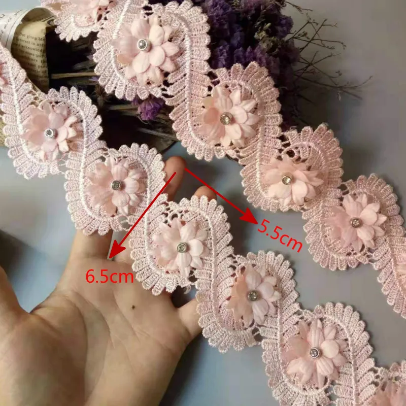 1 ярд вышитая кружевная отделка в виде розовых листьев ткань для рукоделия сделай