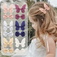 cute hair accessories for girls baby butterfly clips hairpins solid princess pu leather lychee pattern butterfly hair bow clips