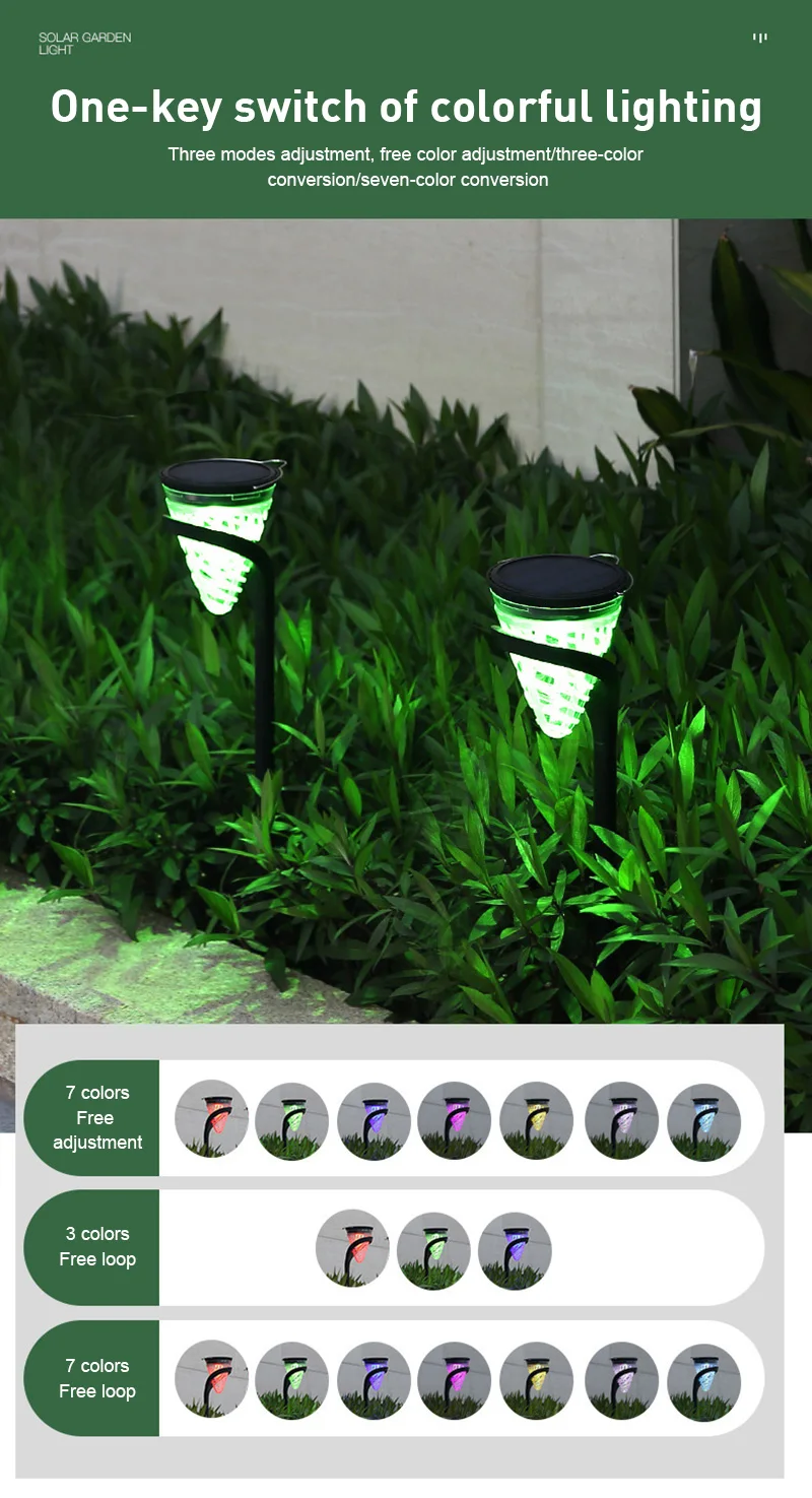 

LED Multifunction Solar Light Outdoor Garden Waterproof RGB Inserted Lawn Light Villa Garden Decoration Landscape Lighting Home