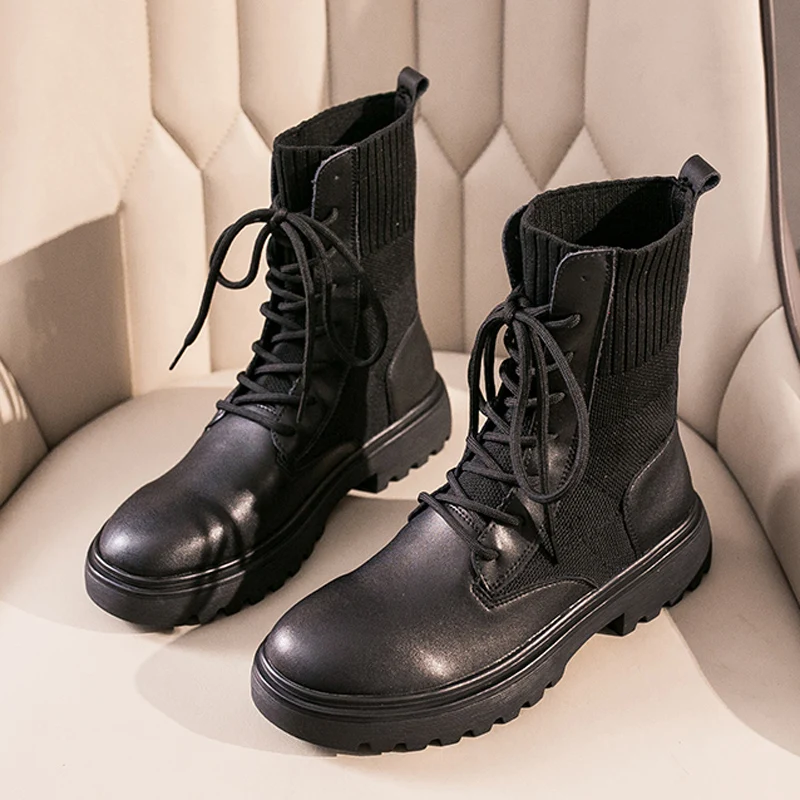 Женские ботильоны на блочном высоком каблуке модная кожаная зимняя обувь зимние