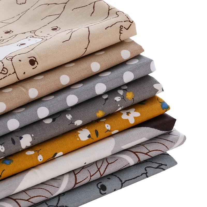 Хлопковая Лоскутная Ткань с принтом для одежды кукол изображением медведя из