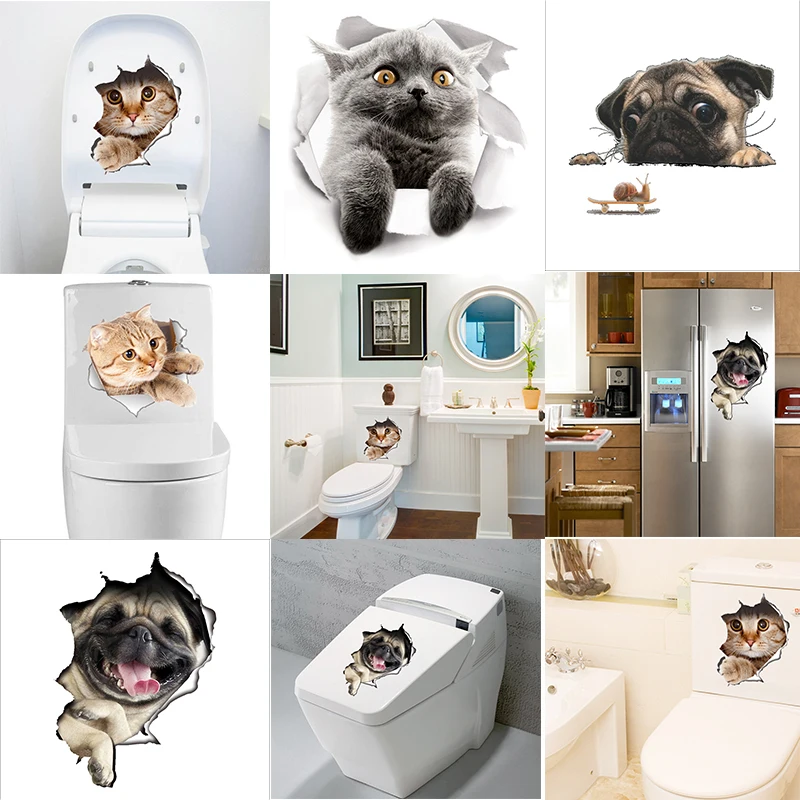 Новый креативный 3D Кот собака разбитая настенная декоративная накладка на