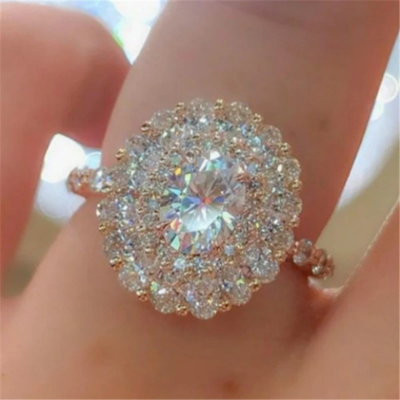 

100% Real 18K Rose Gold Ring Origin Natural 3 Carats Rose Quartz Gemstone Wedding Jewelry Luxury Invisible Setting Oval Ring Box