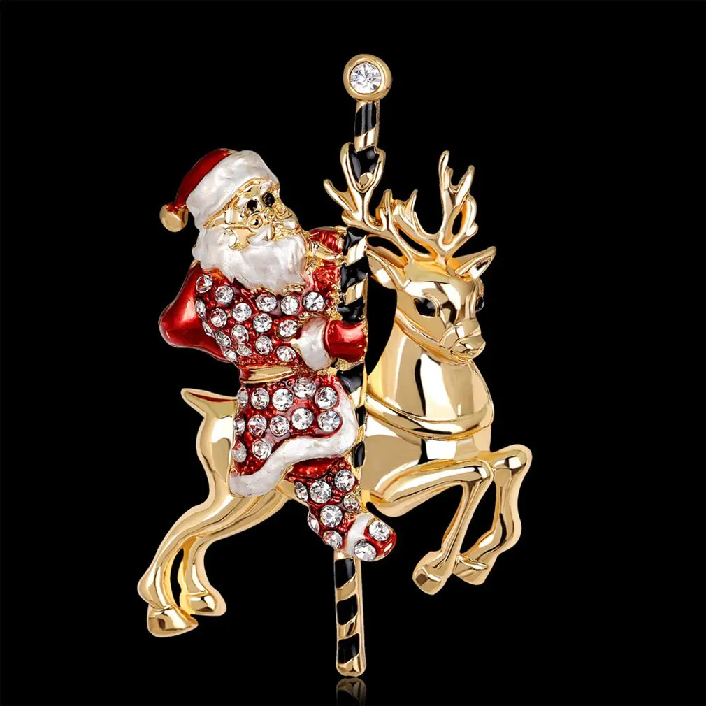 GENBOLI Rhinestone Brooches For Women Snowman Santa Pin Christmas Gifts Bell Boots Charm Crystal Gift | Украшения и аксессуары