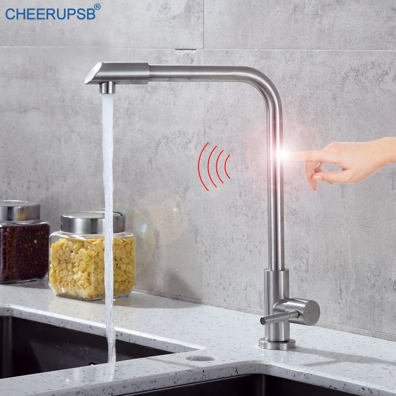 Сенсорный кран кухонный умный датчик одиночный холодный поток воды крепление на