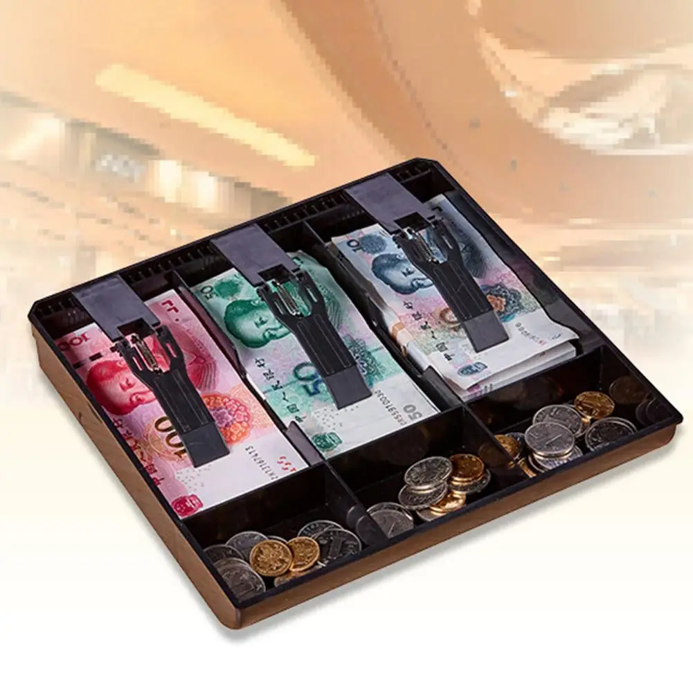

3 Grid Money Cash Coin Register Cashier Box Insert Tray Storage Drawer Organizer