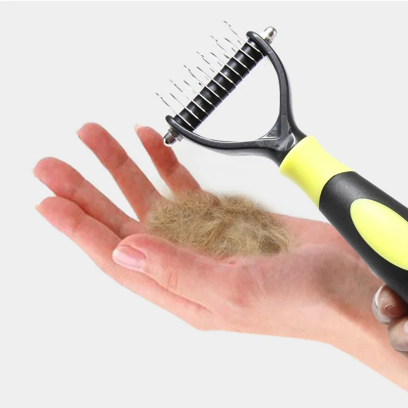 Двусторонняя Расческа для домашних животных из нержавеющей стали удаления