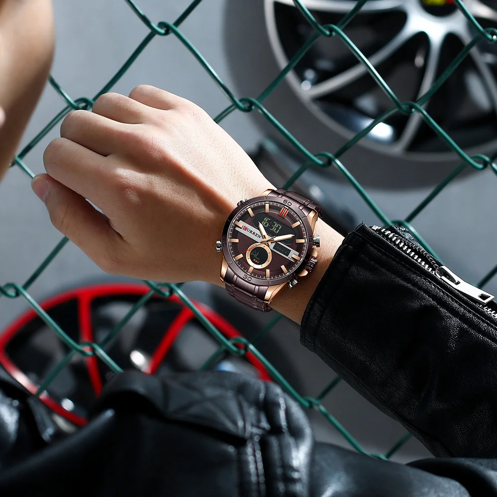 CURREN Military Sport Wrist Watches for Men Casual Digital Alarm Clock with Day Date Stainless Steel Chronograph Wristwatches |
