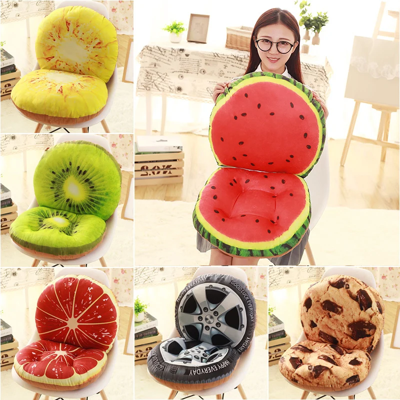 Противоскользящая подушка на спинку офисного кресла с 3d принтом фруктов