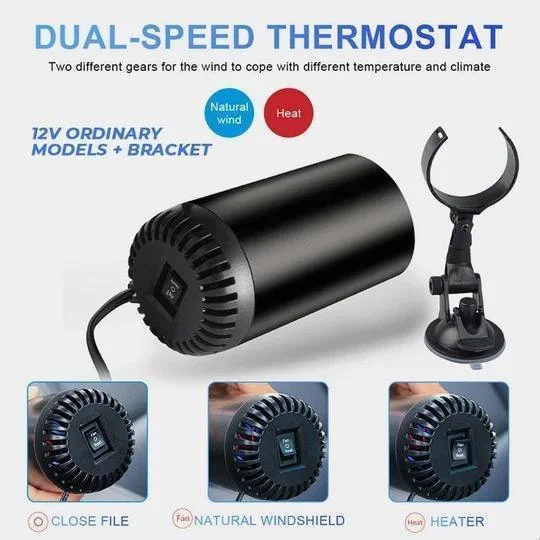 12V Car Heater Vehicle Heating Cooling Fan Portable Defrosting and Defogging Small Electrical Appliance Fun with Suction Holder |