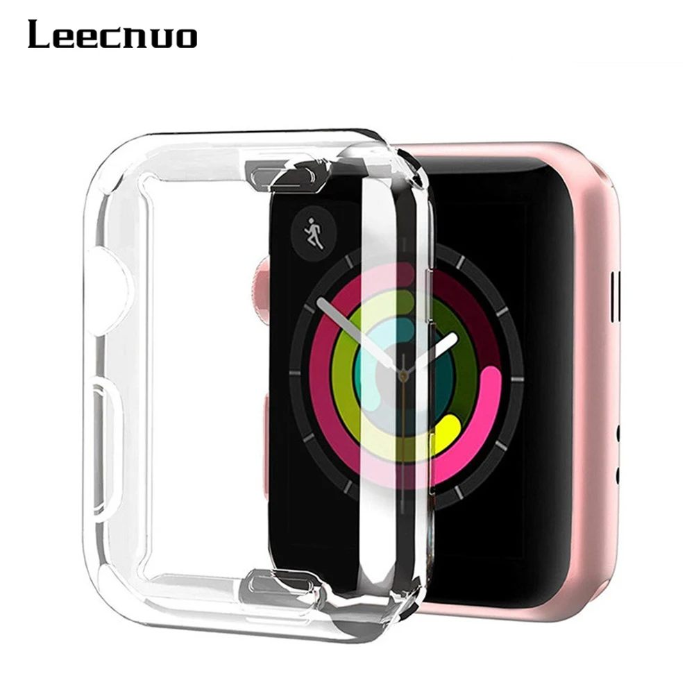 Leecnuo защитный чехол для Apple Watch 4, 40 мм, 44 мм, прозрачный ТПУ защитный чехол для экрана, полный чехол для iWatch 1, 2, 3, 38 мм, 42 мм