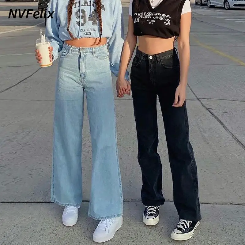

Summer New Baggy Jeans Women Comfort Wide Leg Denim Pants Casual High Loose Straight Trousers Femme Plus Size Cotton Pants New