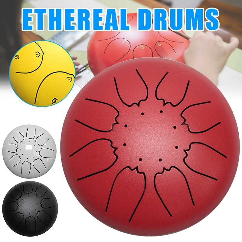 

Alloy Steel Tongue Drum Drumsticks Gift Ethereal Sounds Round for Home Yoga FK88