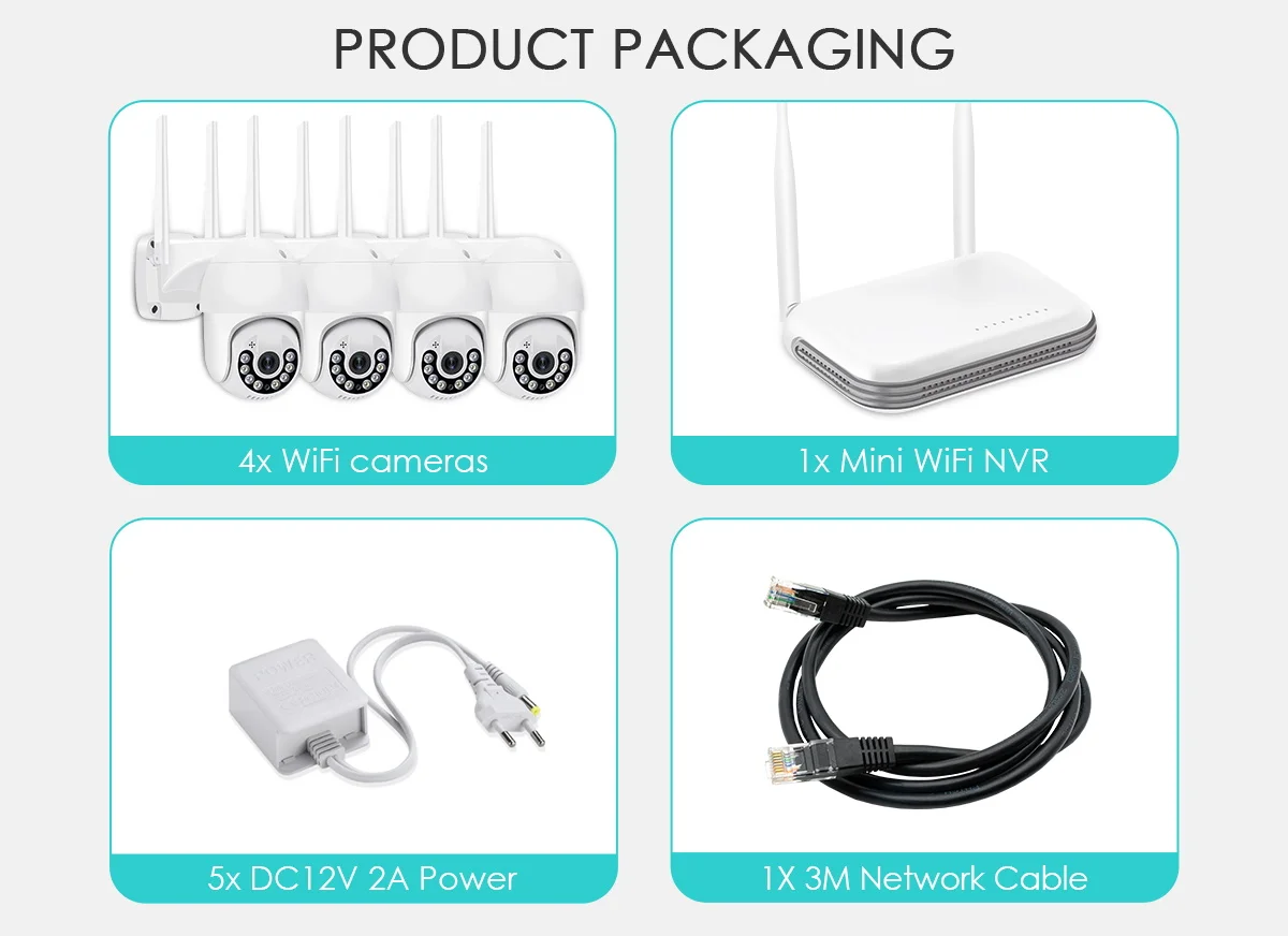 BESDER 8CH Беспроводная система видеонаблюдения NVR Kit HD Mini Wi-Fi с PTZ наружная 3MP AI