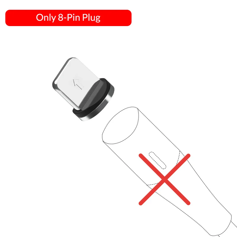 Only 8 Pin Plug TOPK 1 м 2 м Быстрый Магнитный кабель для передачи данных Micro USB кабель type C зарядное устройство для samsung Xiaomi Магнитный кабель для iPhone Android - Цвет: Only 8 Pin Plug