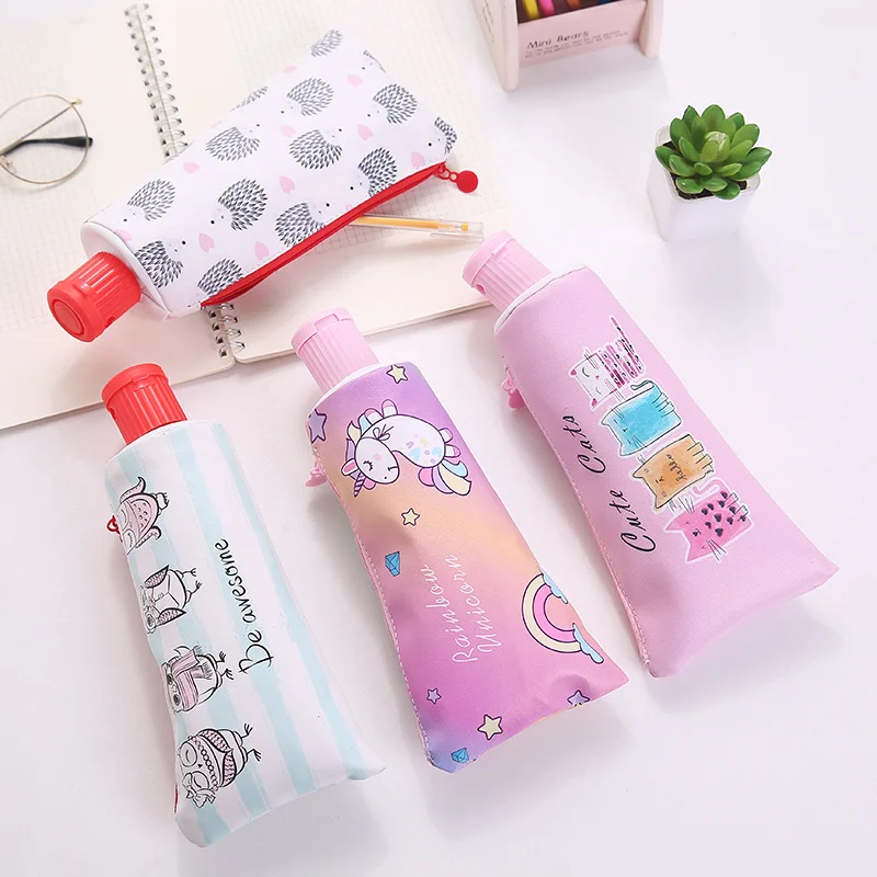 Чехол для карандашей с зубной пастой школьный чехол единорогом кошкой пенал