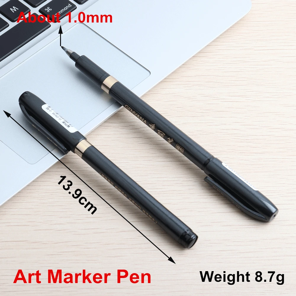 GENKKY Calligraphy Pen Hand Lettering Pens Brush Markers for Writing Drawing Black Ink Art Marker | Канцтовары для офиса и
