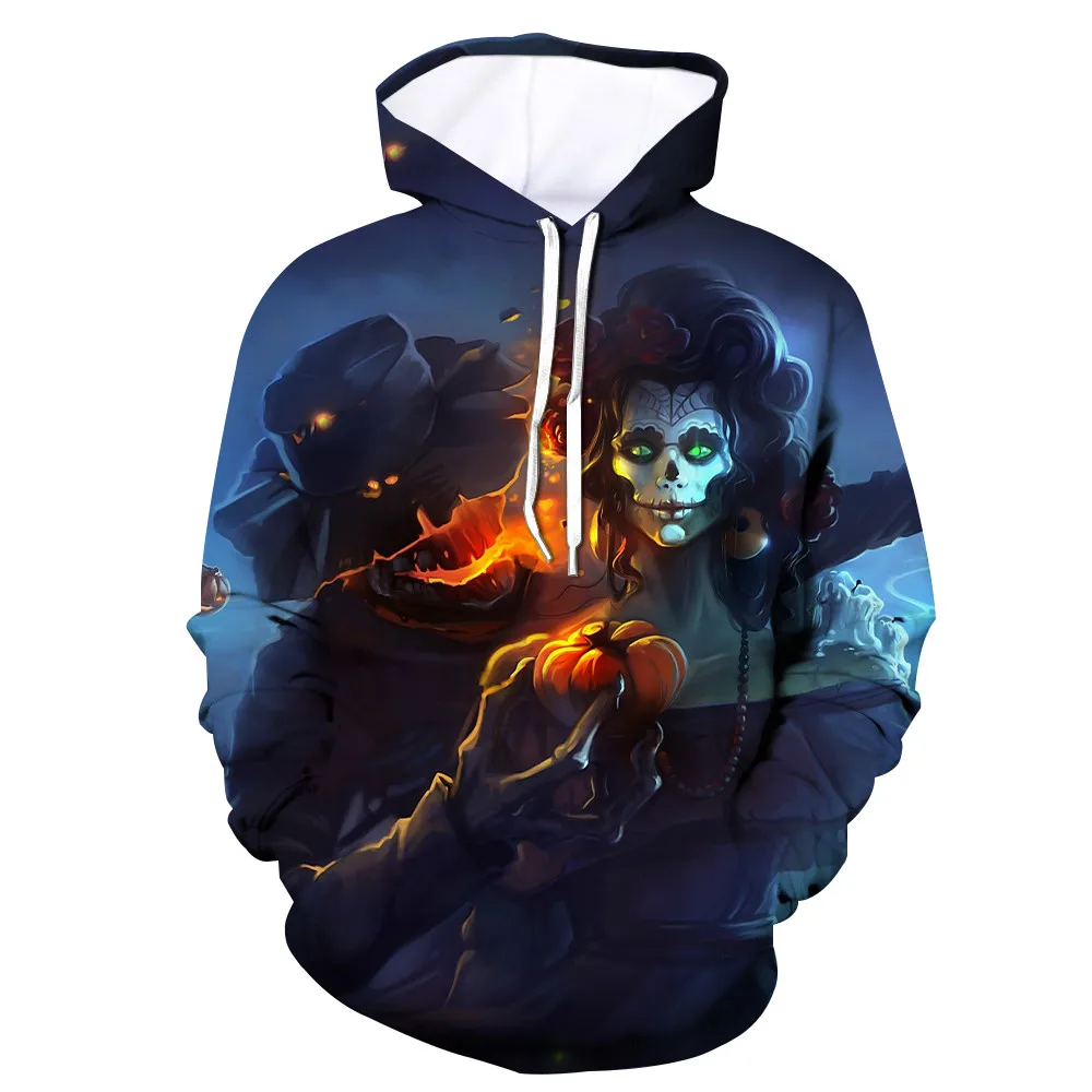 Модные Цветные толстовки с капюшоном для Хэллоуина Harajuku мужская повседневная