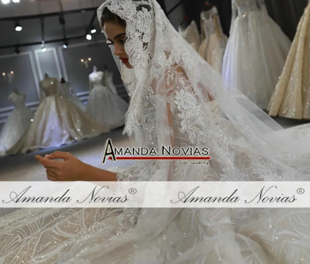 Mariage robe de mariee роскошное свадебное платье с длинными рукавами и бусинами