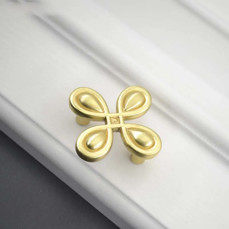 

New Chinese Style Four-leaf Clover Cabinet Wardrobe Door Double Hole Handle Simple European Style Light Luxury Zinc Alloy Small