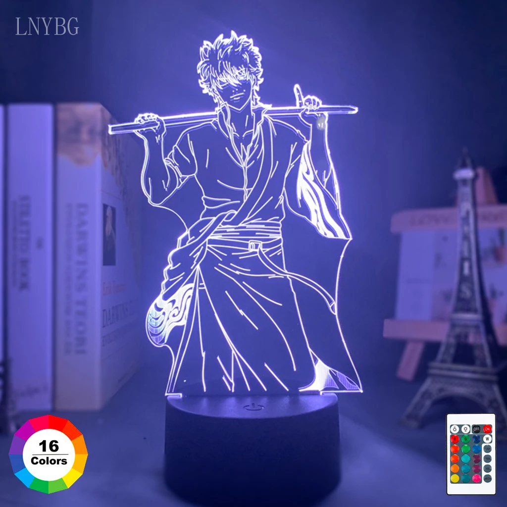 Светодиодный ночсветильник в стиле аниме 3d фигурсветильник гинтоки сакаты для