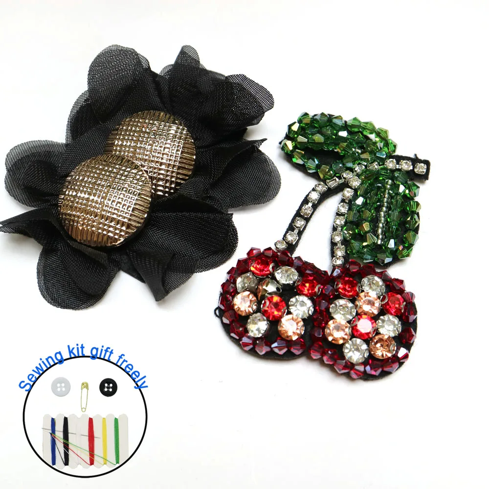 Нашивки с бусинами и черными цветами для одежды нашивки сделай сам вышивкой