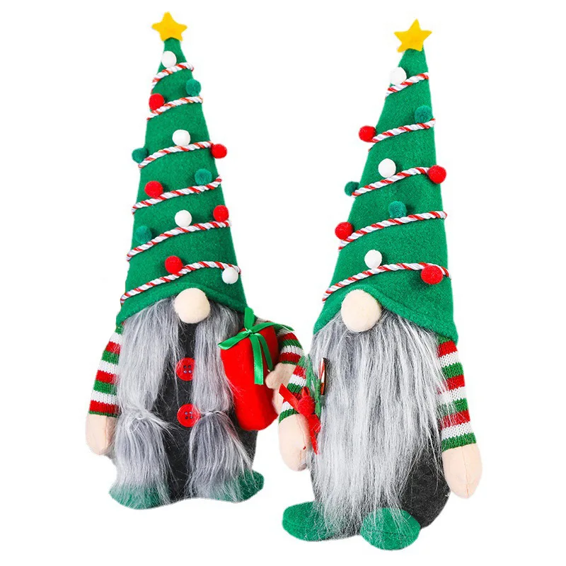 Nueva mu&ntilde;eca de &aacute;rbol de Navidad sin rostro, mu&ntilde;eco forester enano en forma de &aacute;rbol, adornos para mu&ntilde;ecas-4