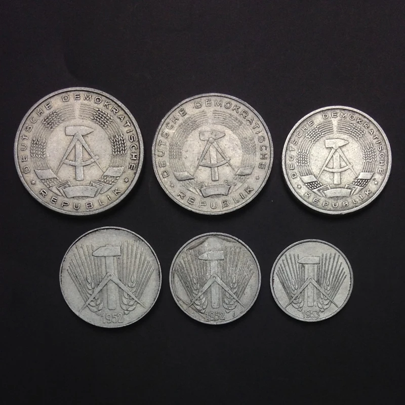 

Democratic germany 1952-63 Set 6 Coins Original True Real Genuine Coin European Collectible Gift UNC