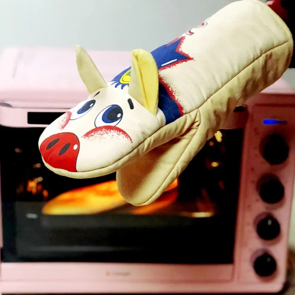 Симпатичные Нескользящие хлопковые перчатки с принтом желтой свиньи 1