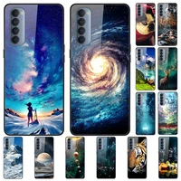 case for oppo reno 4 pro back phone cover black silicone bumper with tempered glass series 2