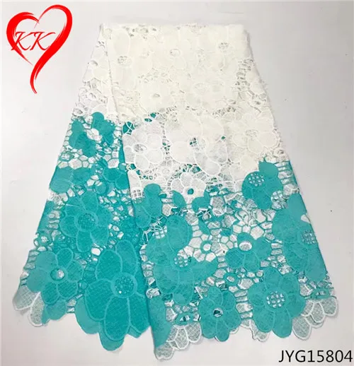 JYG15804 Beautifical цветок африканский гипюр кружевная ткань белый и синий Высокое качество Африканский водорастворимый шнур кружевная ткань JYG15801 - Цвет: JYG15804