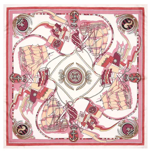 ES19007- DEEP PINK POBING шелковый шарф для женщин, европейский модный принт, квадратные шарфы, роскошные банданы, маленький хиджаб, платки, Женский галстук, повязка на голову, 53x53 см - Цвет: ES19007- DEEP PINK